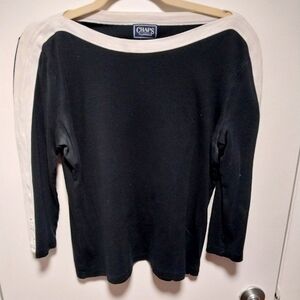Chaps Black and White Short Sleeve Top
